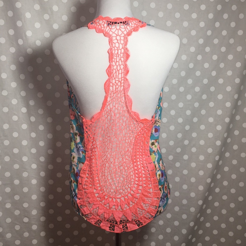 Joompy crocheted racerback floral tank